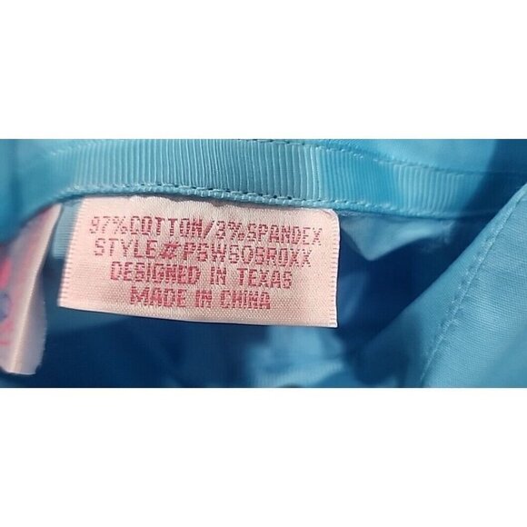 Panhandle Solid Pearlized Snap Turquoise Western Shirt Rodeo Women's Medium - Picture 11 of 13